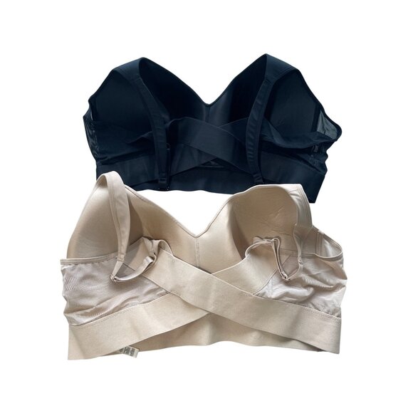Rhonda Shear 2 Pk Molded Cup Bra with Wrap Back Size 2X Black Beige Comfy 648.15 - Picture 3 of 10